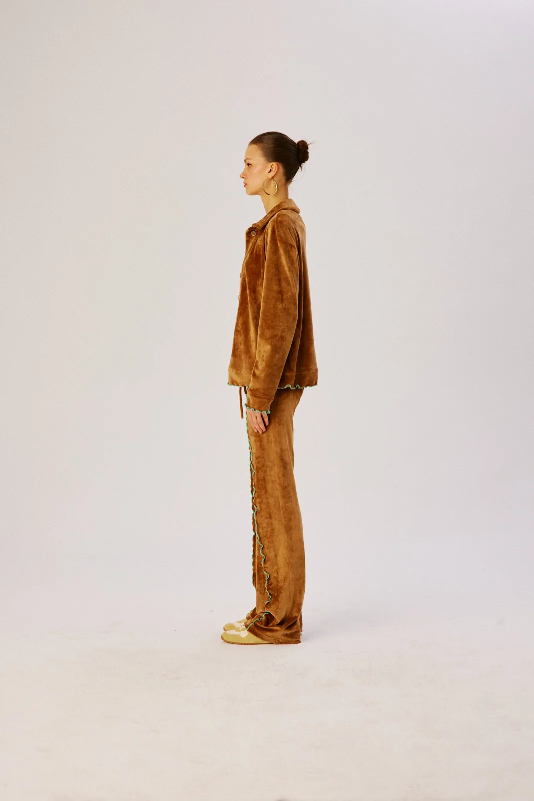 SELY - Contrast stitch detailed velvet pants sold by Siedres product image thumbnail 4