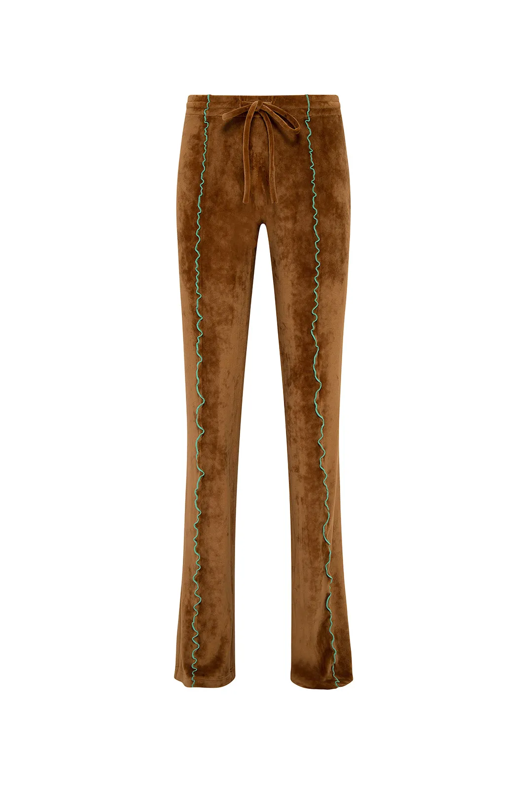 SELY - Contrast stitch detailed velvet pants sold by Siedres