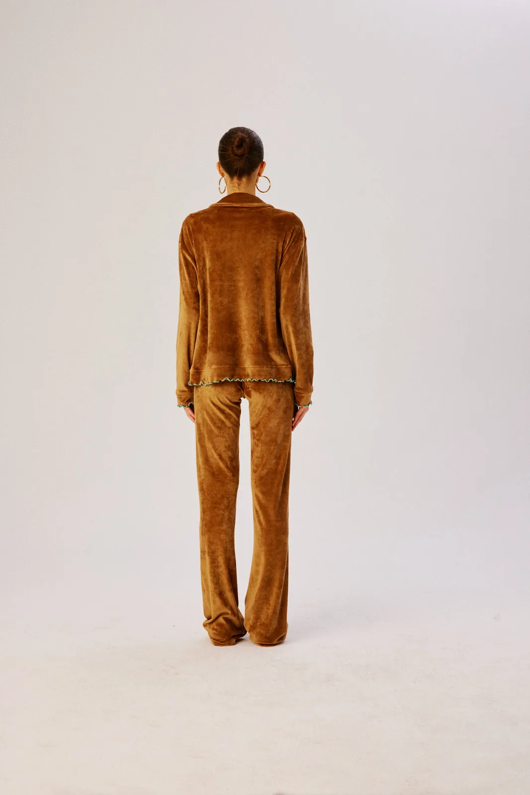 SELY - Contrast stitch detailed velvet pants sold by Siedres product image thumbnail 5