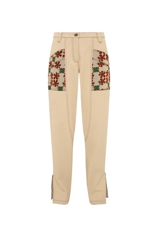 YELA - Printed pocket detailed straight-leg pants sold by Siedres