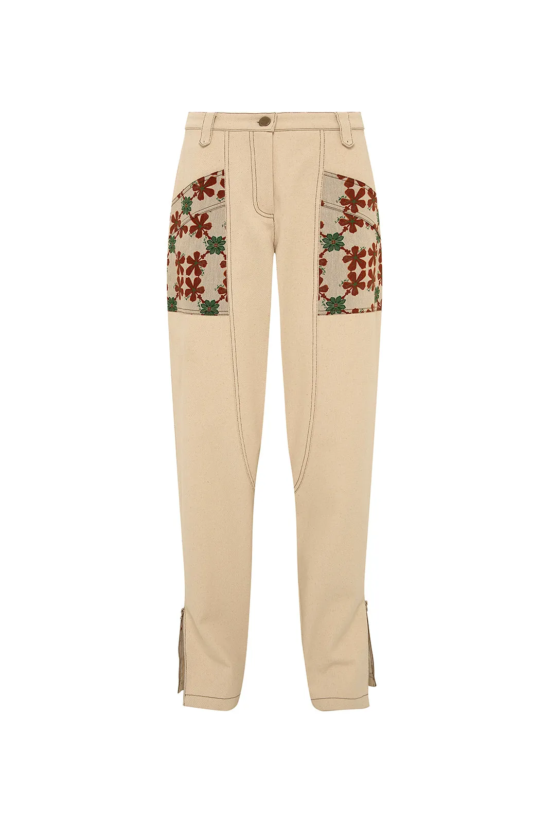 YELA - Printed pocket detailed straight-leg pants sold by Siedres