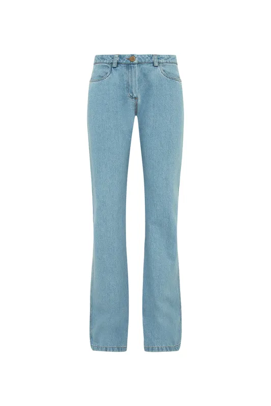 SUN - Flower crochet detailed straight-leg jeans sold by Siedres