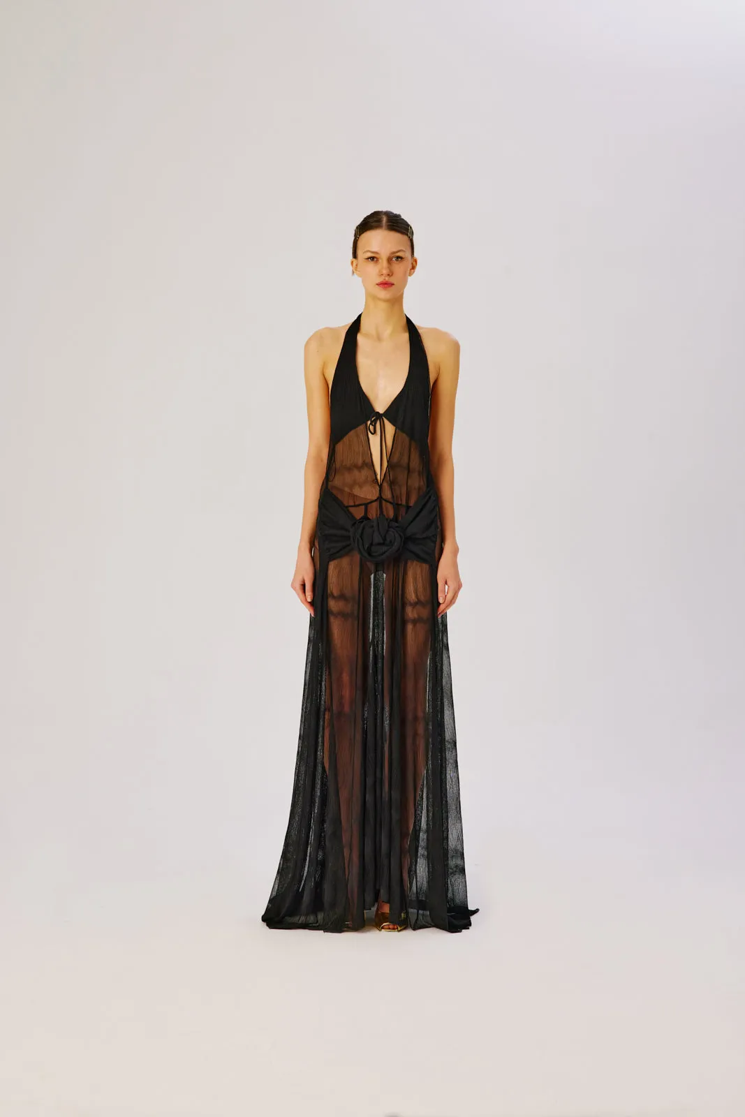 DERIN - Cut-out detailed sheer maxi dress sold by Siedres product image thumbnail 3