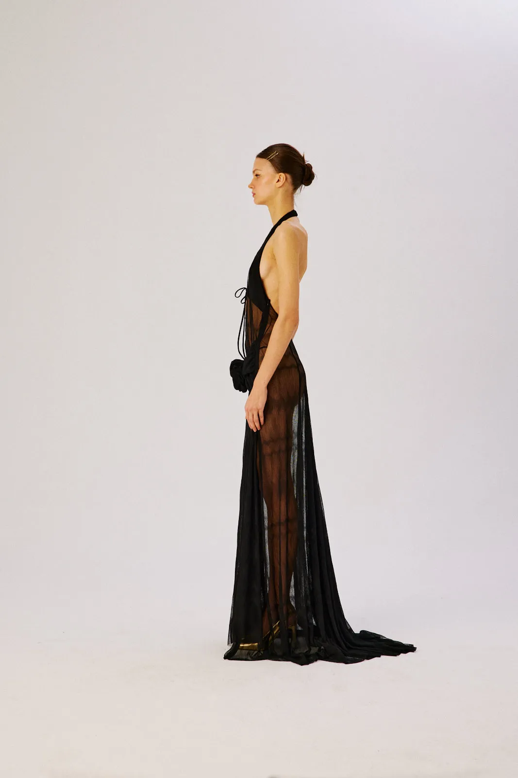 DERIN - Cut-out detailed sheer maxi dress sold by Siedres product image thumbnail 4