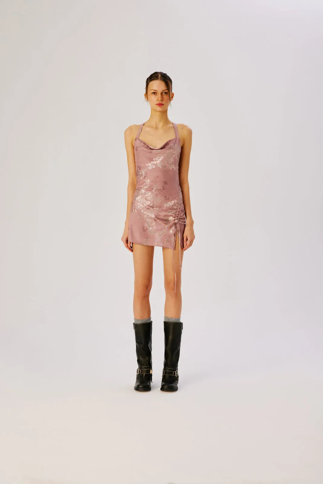 ELINA - Mini jacquard dress with tie detail sold by Siedres product image thumbnail 3
