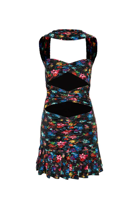 NICCI - Cut-out detail pleated mini dress sold by Siedres