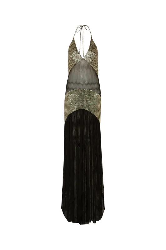 YUNI - Embellished chiffon maxi dress sold by Siedres