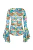 HAILEY - Fluted sleeve blouse with ruffle details sold by Siedres