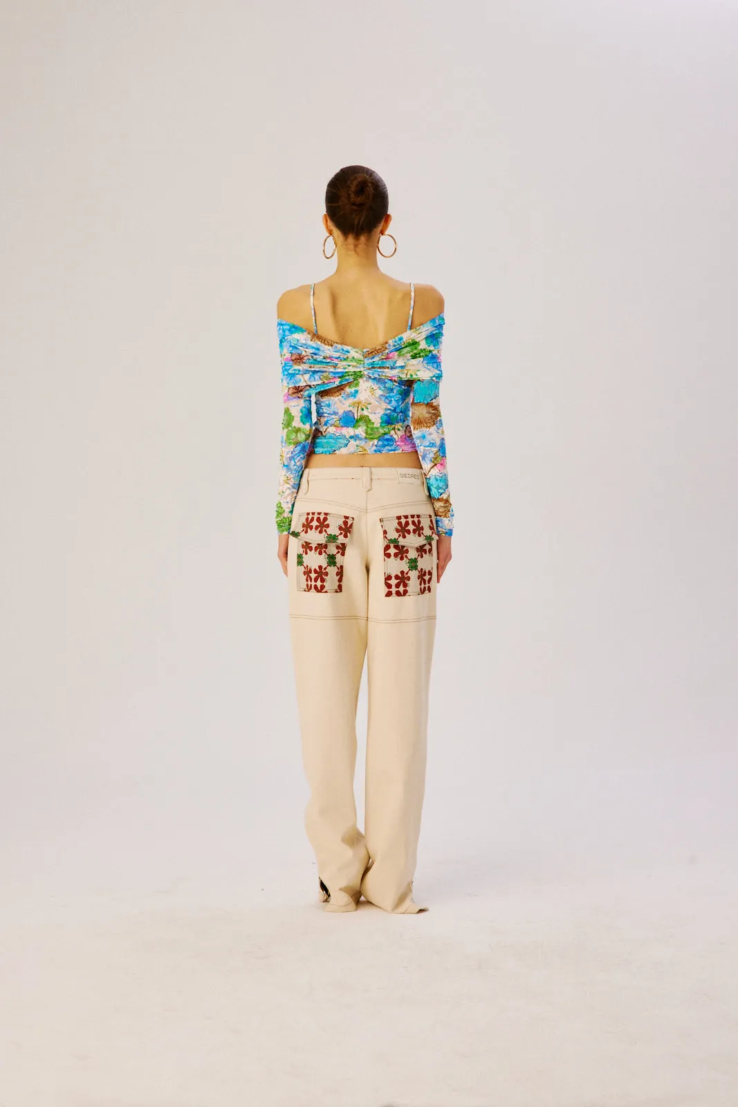 LEDI - Floral printed draped velvet top sold by Siedres product image thumbnail 5