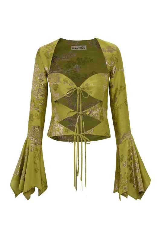 PETRA - Cut-out detailed jacquard blouse sold by Siedres