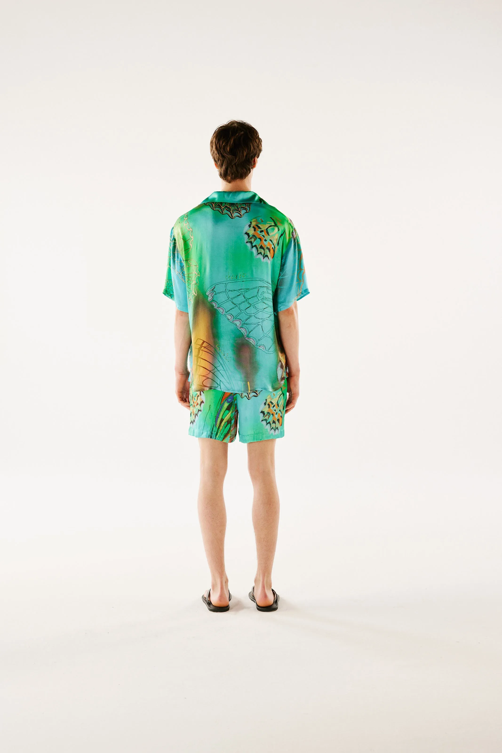 COLTON - Resort collar printed short sleeve satin shirt sold by Siedres product image thumbnail 5