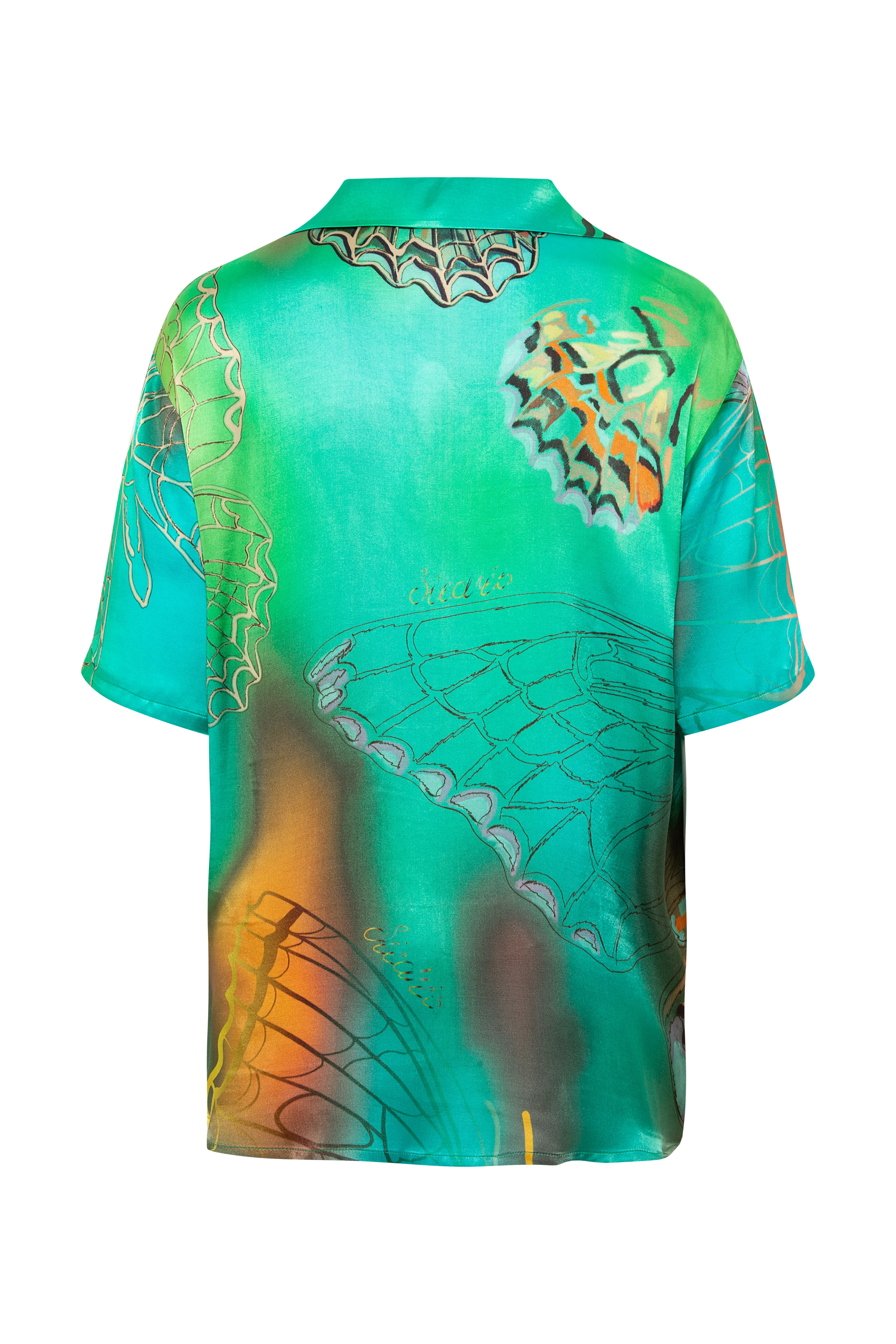 COLTON - Resort collar printed short sleeve satin shirt sold by Siedres product image thumbnail 2