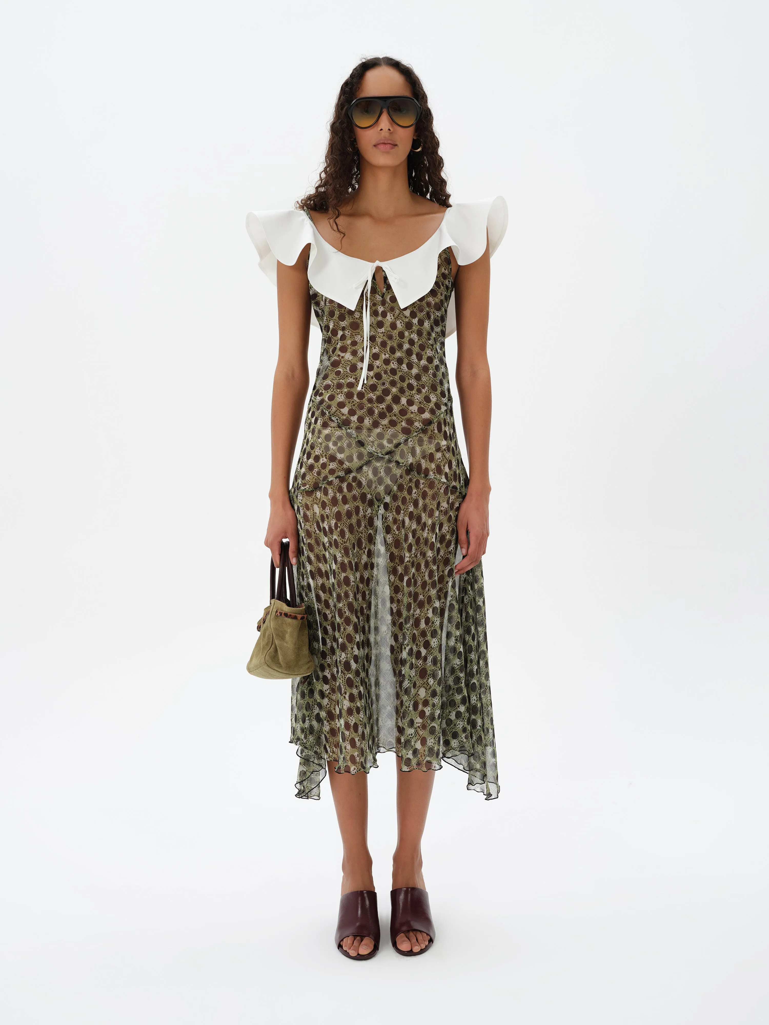 CAENES - Polka-dot dress with contrast collar sold by Siedres