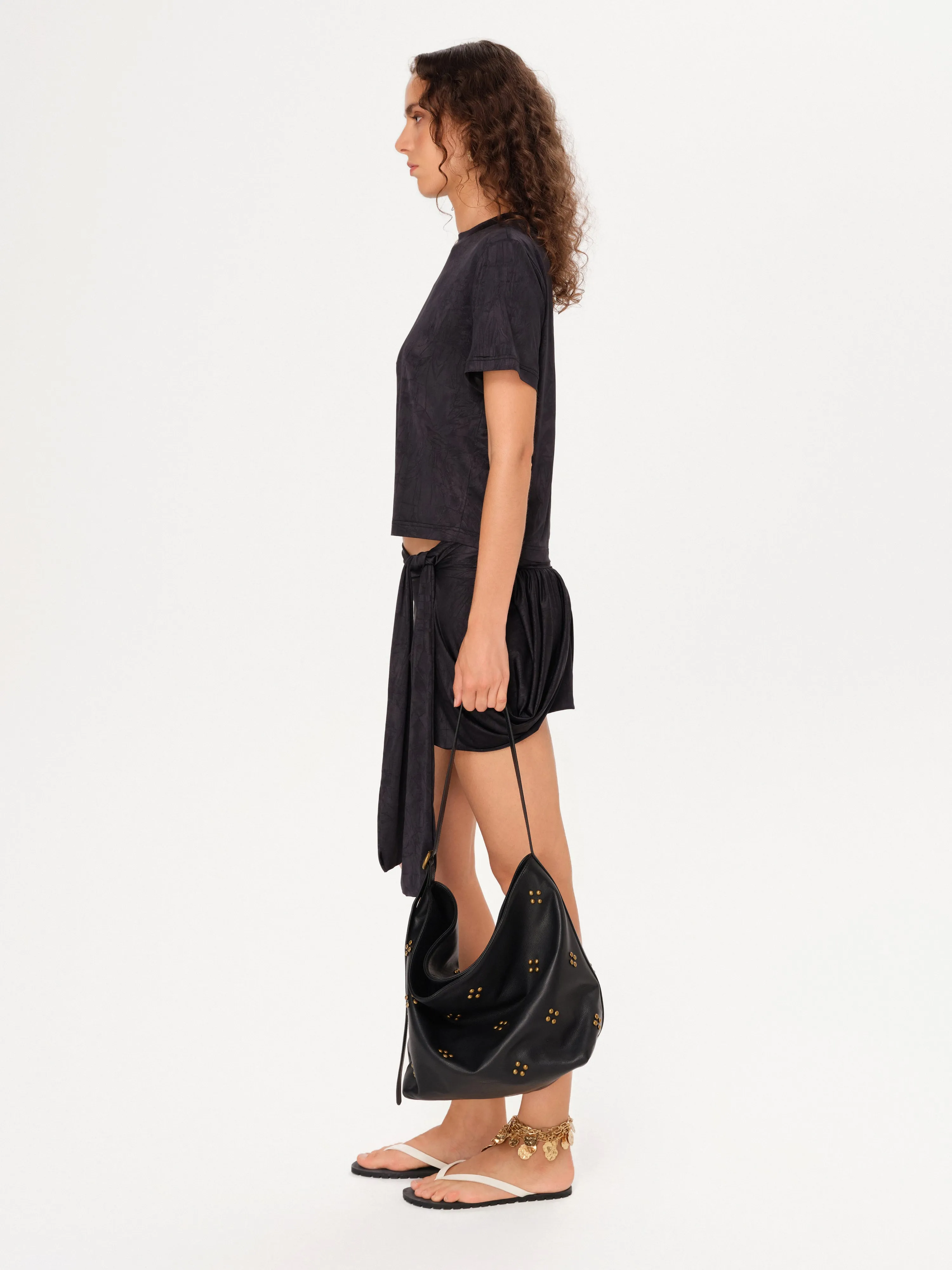 PONIA - Tie detailed wrap mini skirt sold by Siedres product image thumbnail 2