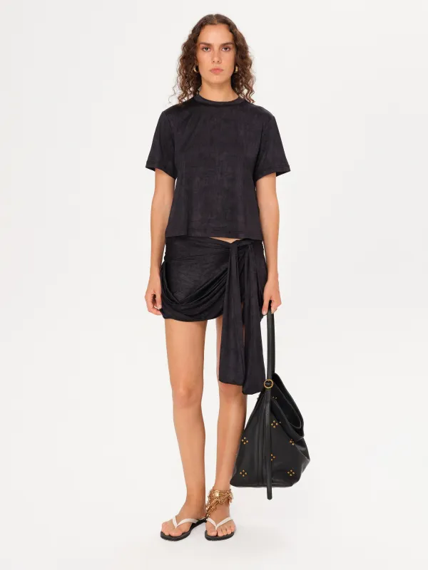 PONIA - Tie detailed wrap mini skirt sold by Siedres