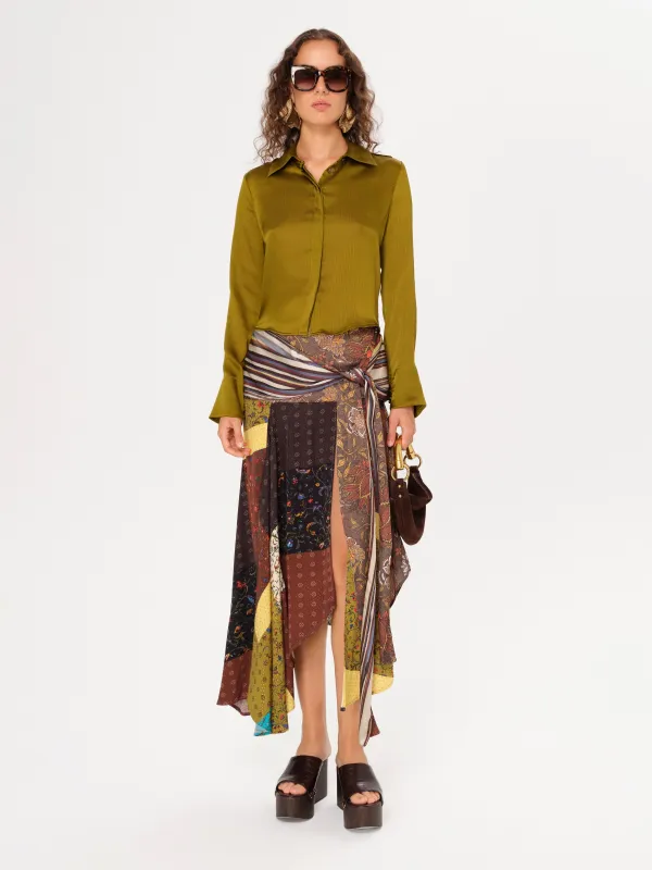 LUMIER - Patchwork-printed asymmetric skirt sold by Siedres