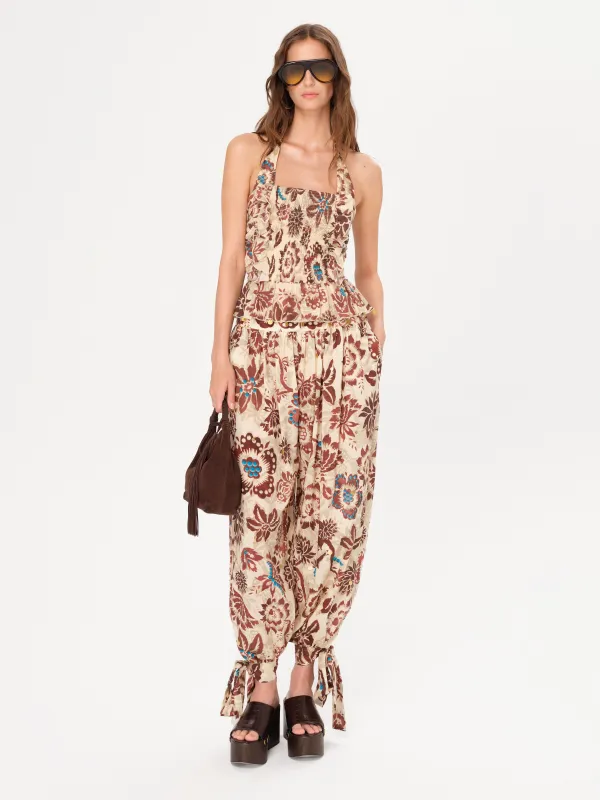 MISHKA - Floral-printed low-waist cuff-detailed harem pants sold by Siedres