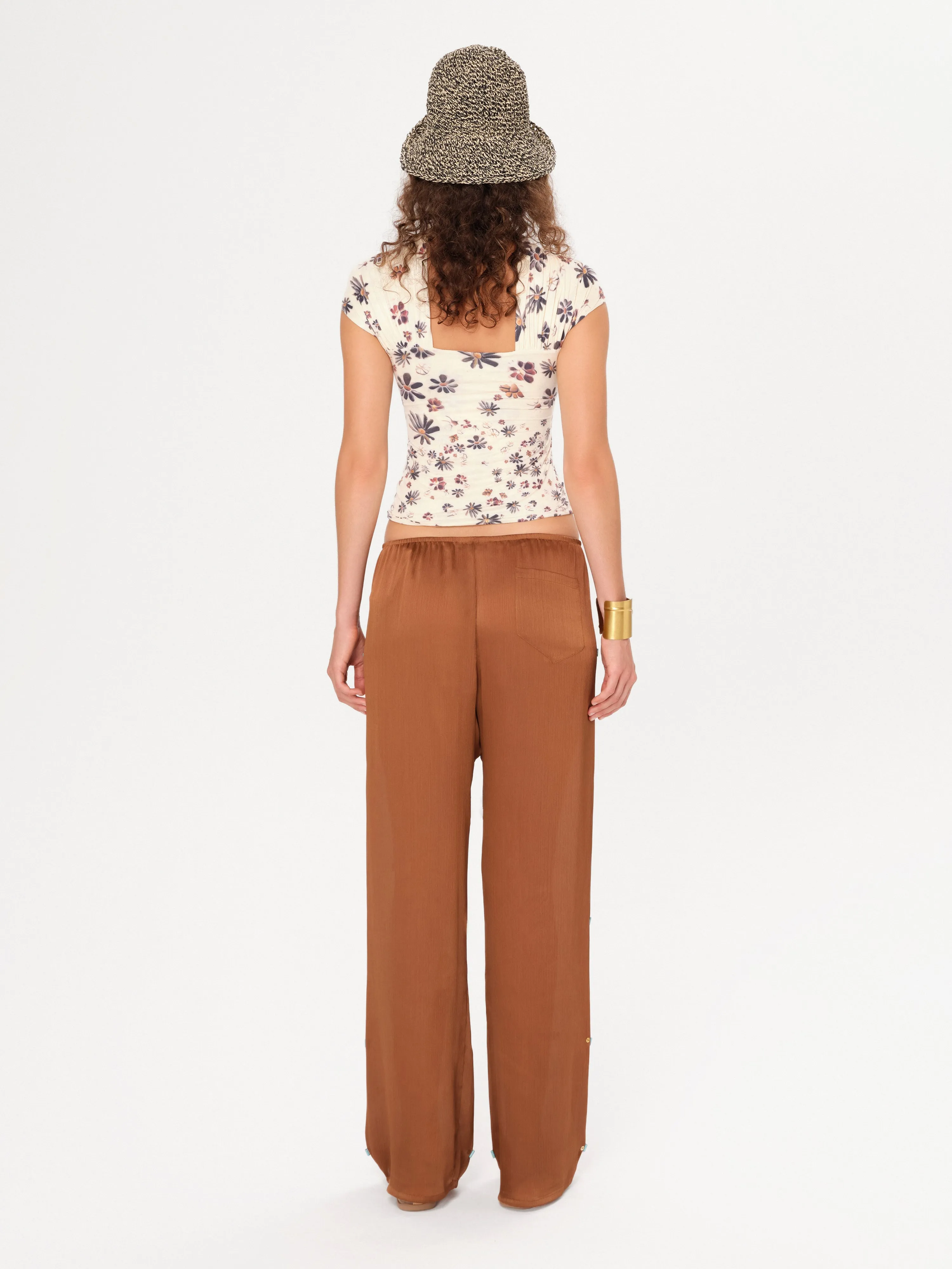 MANOCE - Bead-embellished wide-leg drawstring pants sold by Siedres product image thumbnail 3