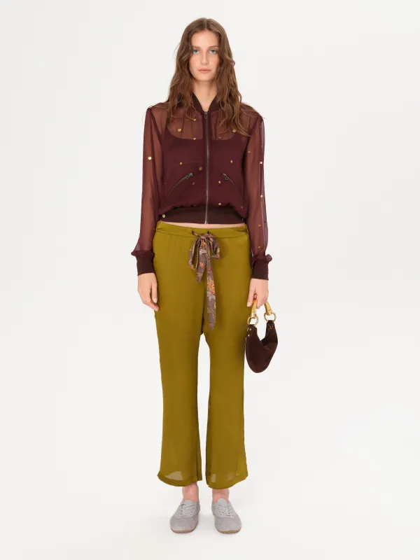 SHELA - Plisse tapered satin pants sold by Siedres