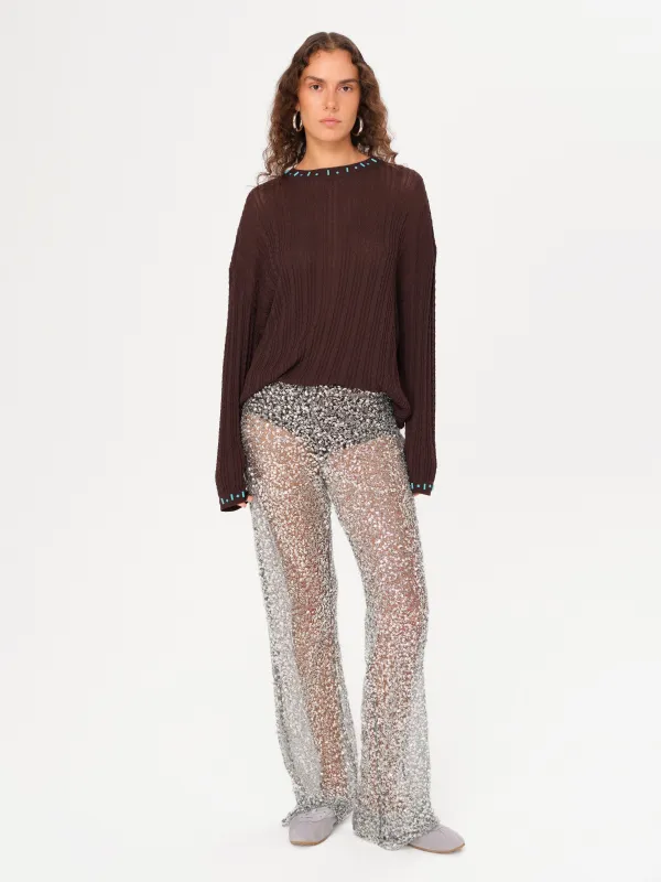 ALEXIUM - Sequined semi-sheer pants with mini shorts sold by Siedres