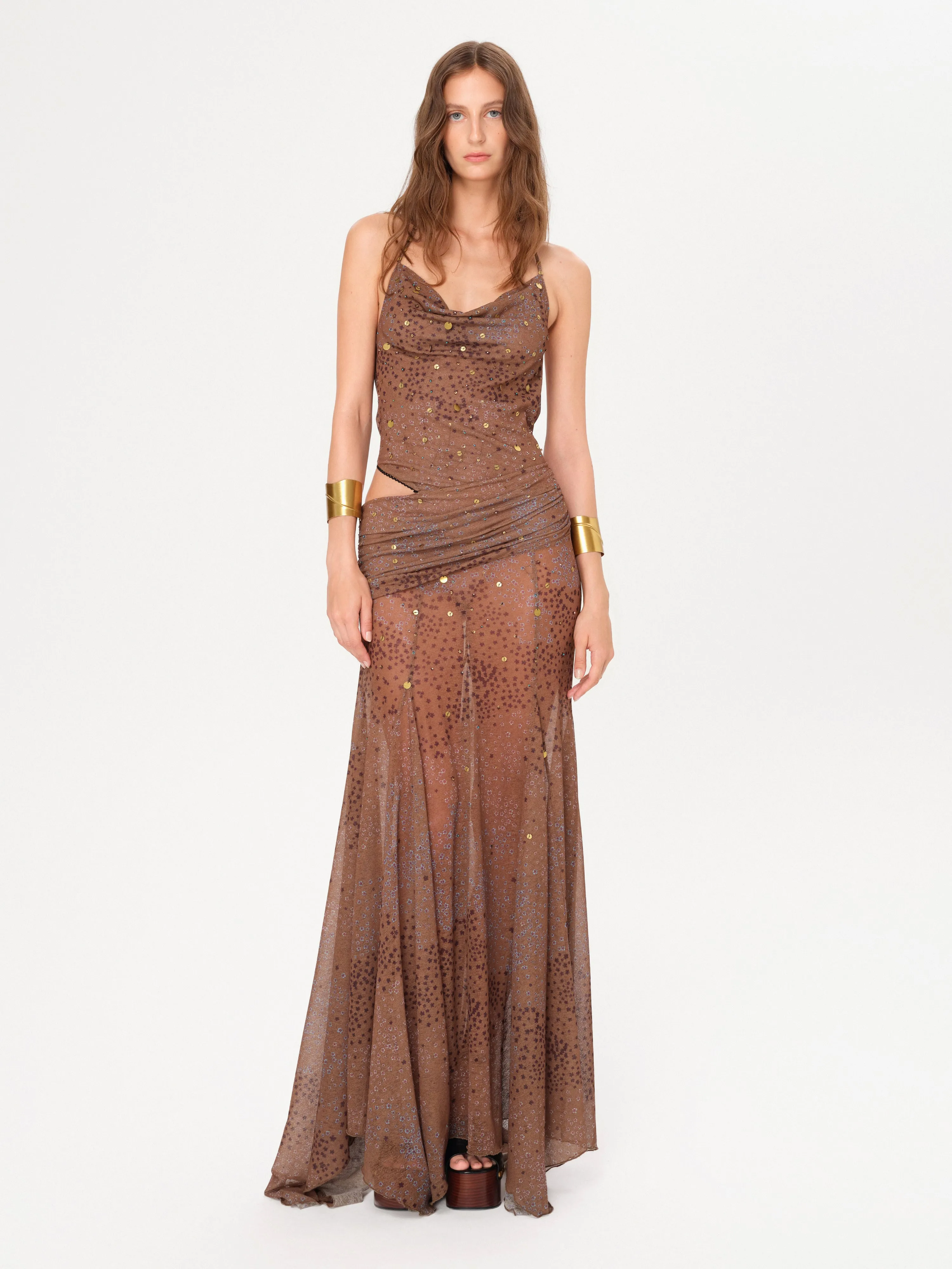 VENUSIA - Cut-out and bead-embellished maxi dress sold by Siedres