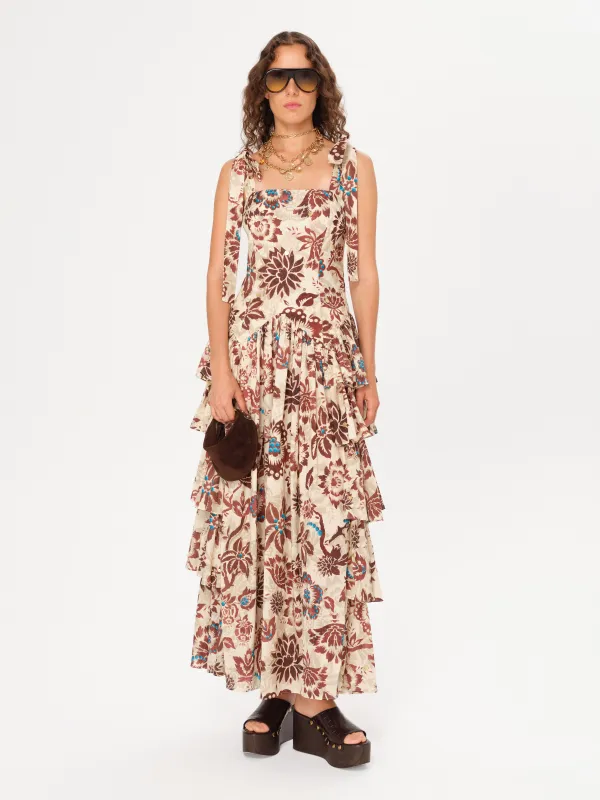 MINDY - Floral-printed ruffled maxi dress sold by Siedres