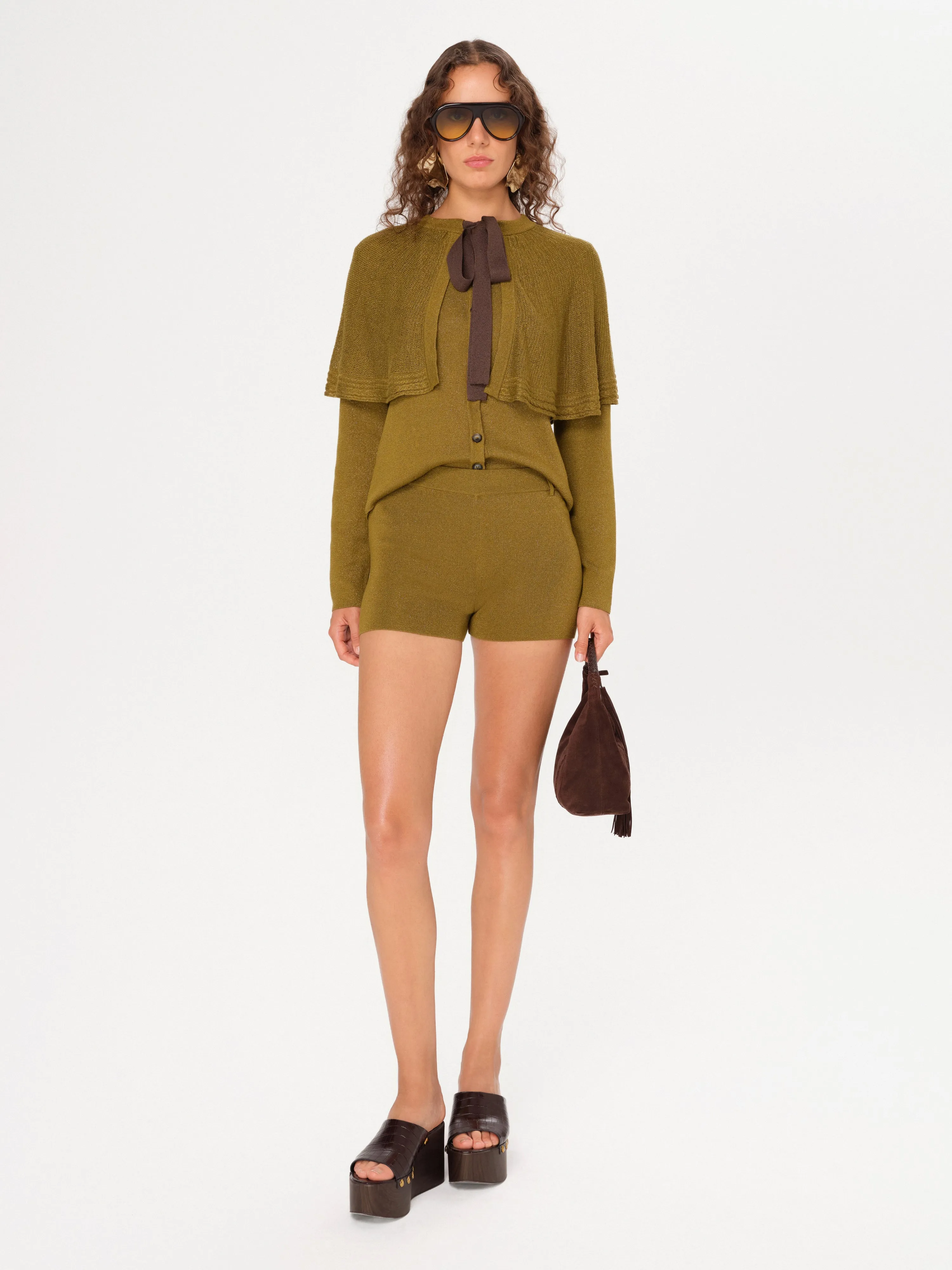 SOU - Belt detailed mini knit shorts sold by Siedres