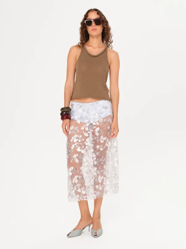 WELLS - Sequin-embellished sheer midi skirt with mini shorts sold by Siedres