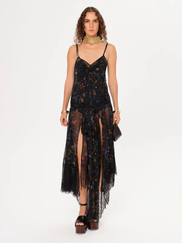 CLAUDIA - Printed slip maxi dress with a front tie sold by Siedres