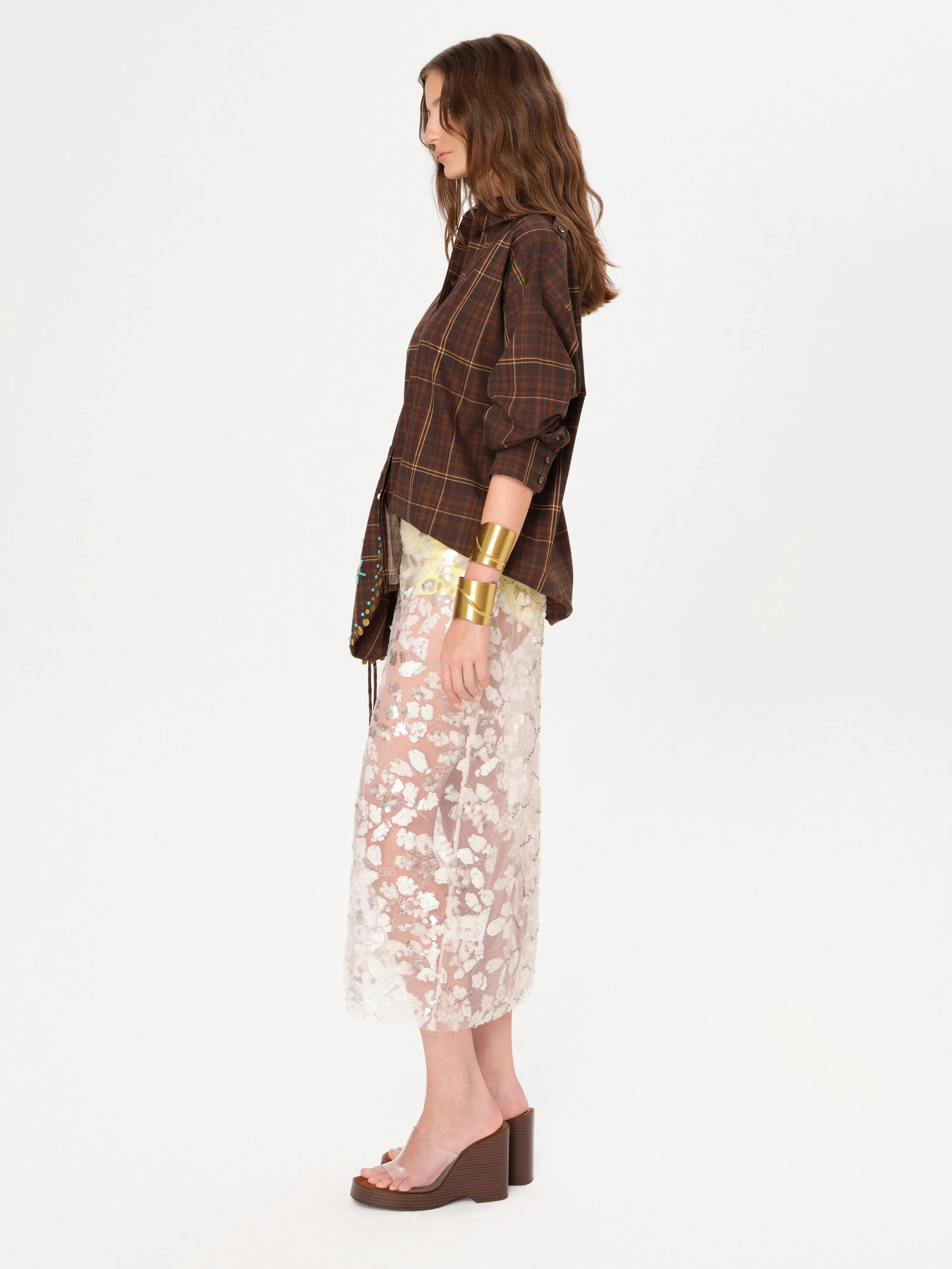 WELLS - Sequin-embellished sheer midi skirt with mini shorts sold by Siedres product image thumbnail 2