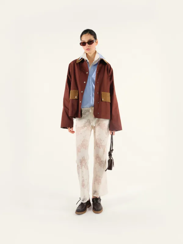 MUSY - Corduroy trimmed cotton jacket with printed lining sold by Siedres