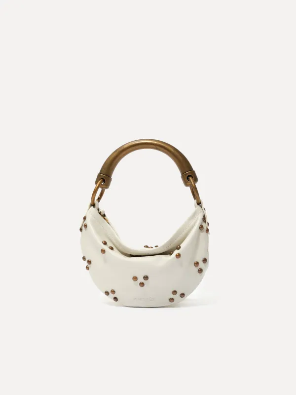 CHÉRIE SMALL - Mini hobo bag with metal top handle and studded sold by Siedres