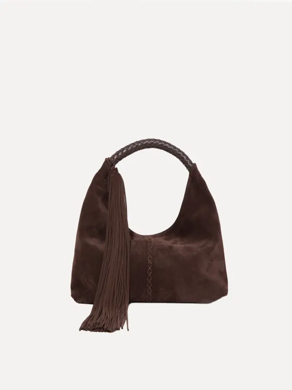 MINI GALIA - Mini tote bag with woven handle and removable tassel charm sold by Siedres