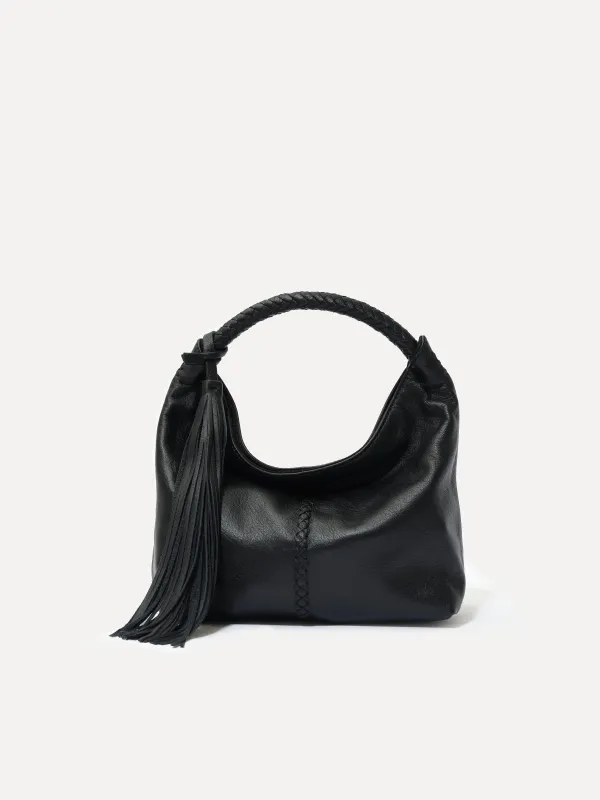 MINI GALIA - Mini tote bag with woven handle and removable tassel charm sold by Siedres