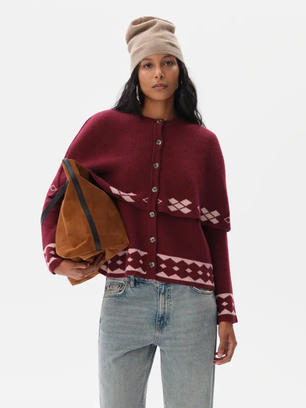 CLEO - Cashmere-wool blend cape detailed knit cardigan sold by Siedres