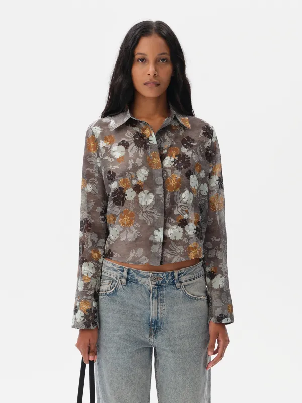 SEZANNE - Chiffon shirt with devoré detail sold by Siedres