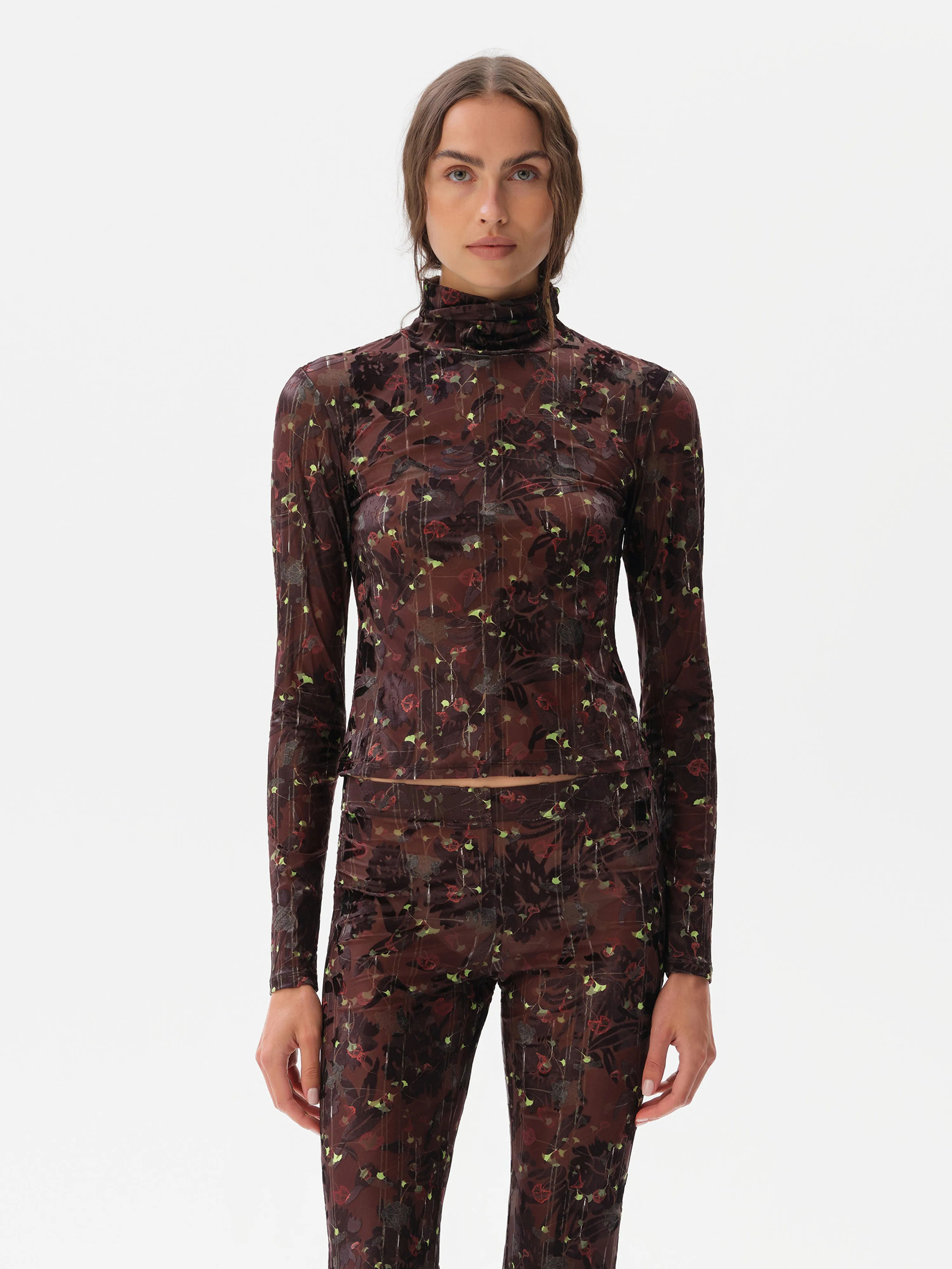 MON - Turtleneck velvet top with devoré detail sold by Siedres