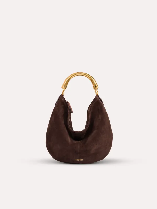CHÉRIE MEDIUM - Medium suede hobo bag with metal top handle sold by Siedres