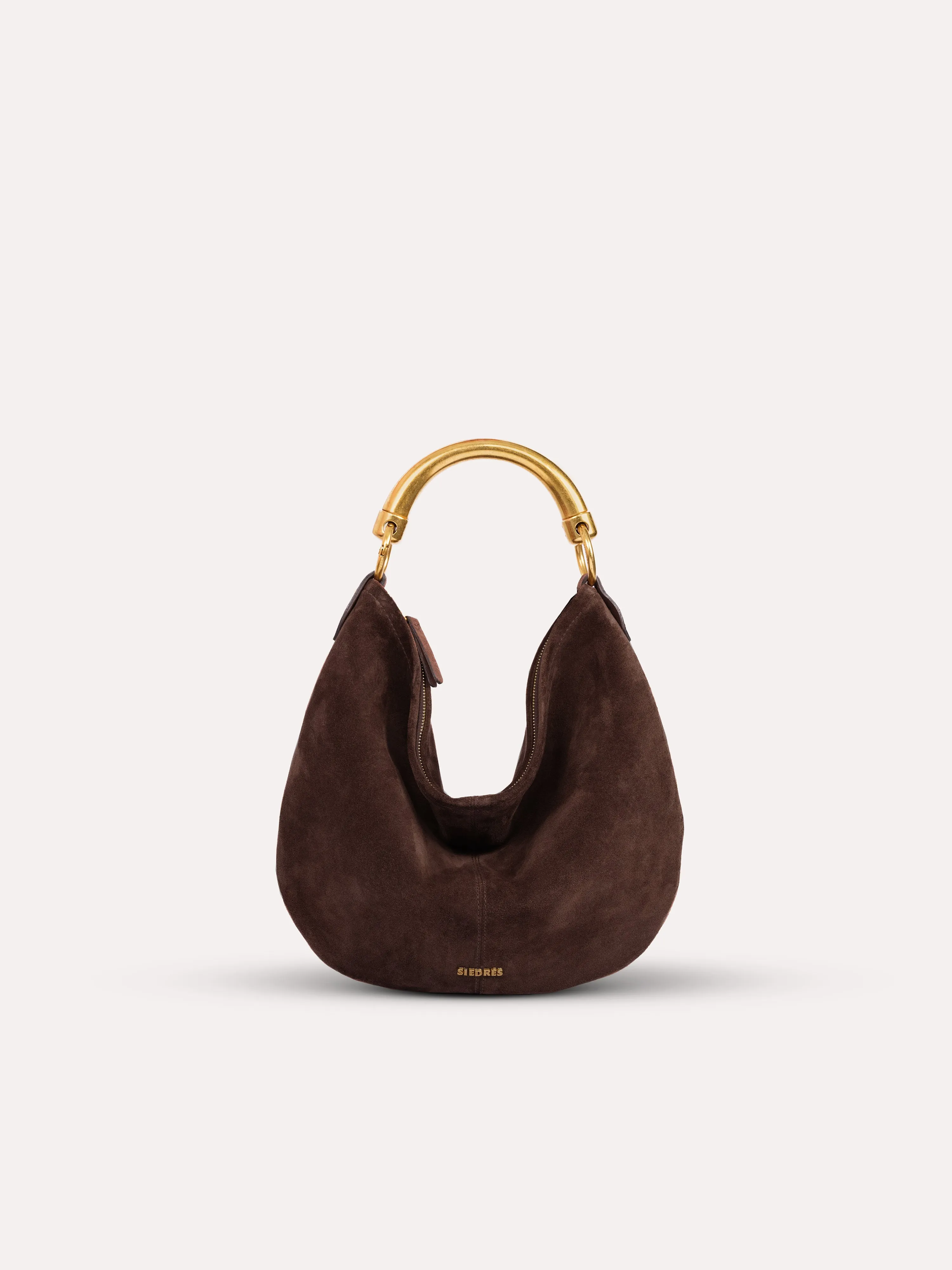 CHÉRIE MEDIUM - Medium suede hobo bag with metal top handle sold by Siedres