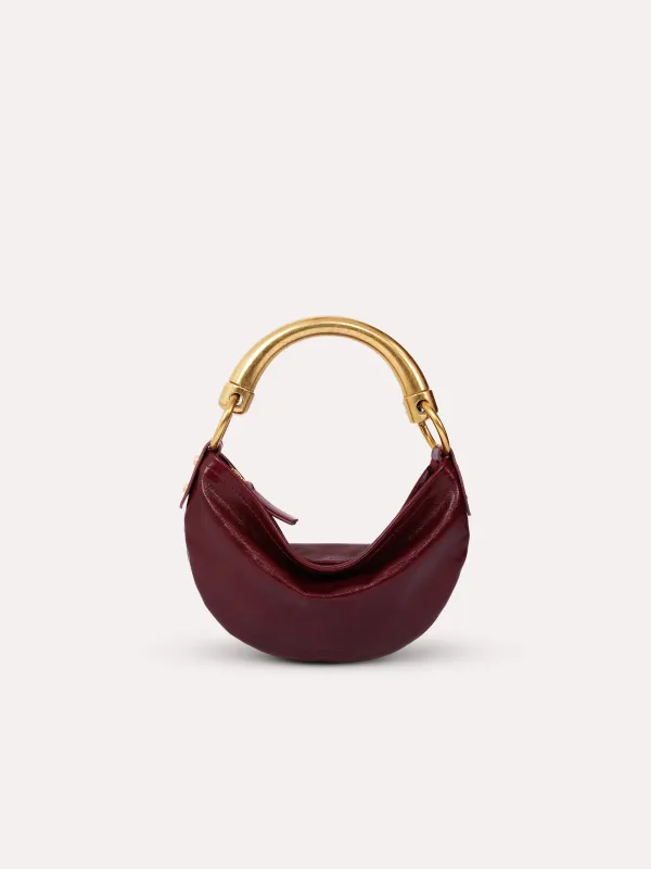 CHÉRIE SMALL - Leather hobo bag with metal top handle sold by Siedres