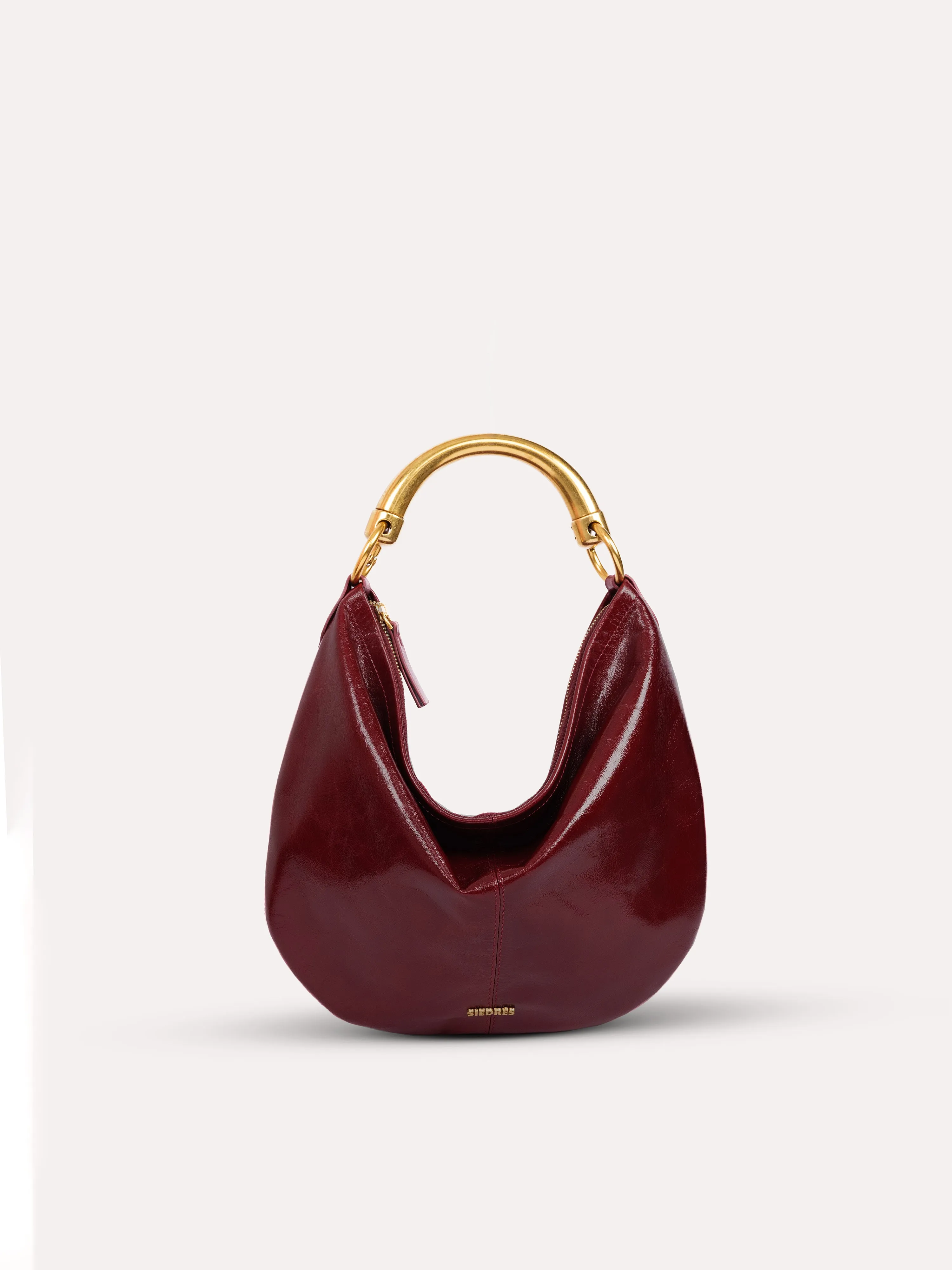 CHÉRIE MEDIUM - Medium leather hobo bag with metal top handle sold by Siedres