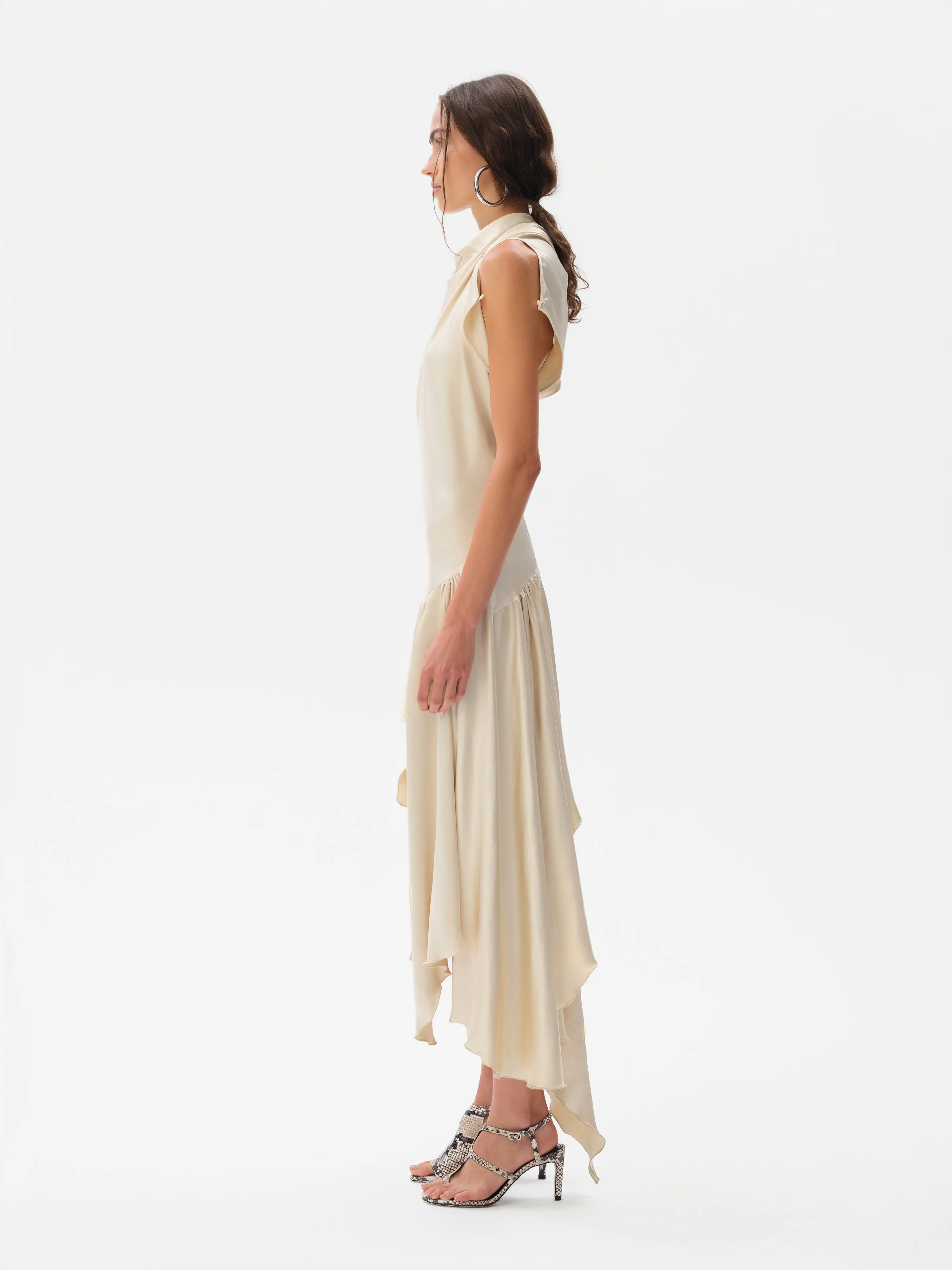 MAREN - Open-back satin asymmetric dress sold by Siedres product image thumbnail 4