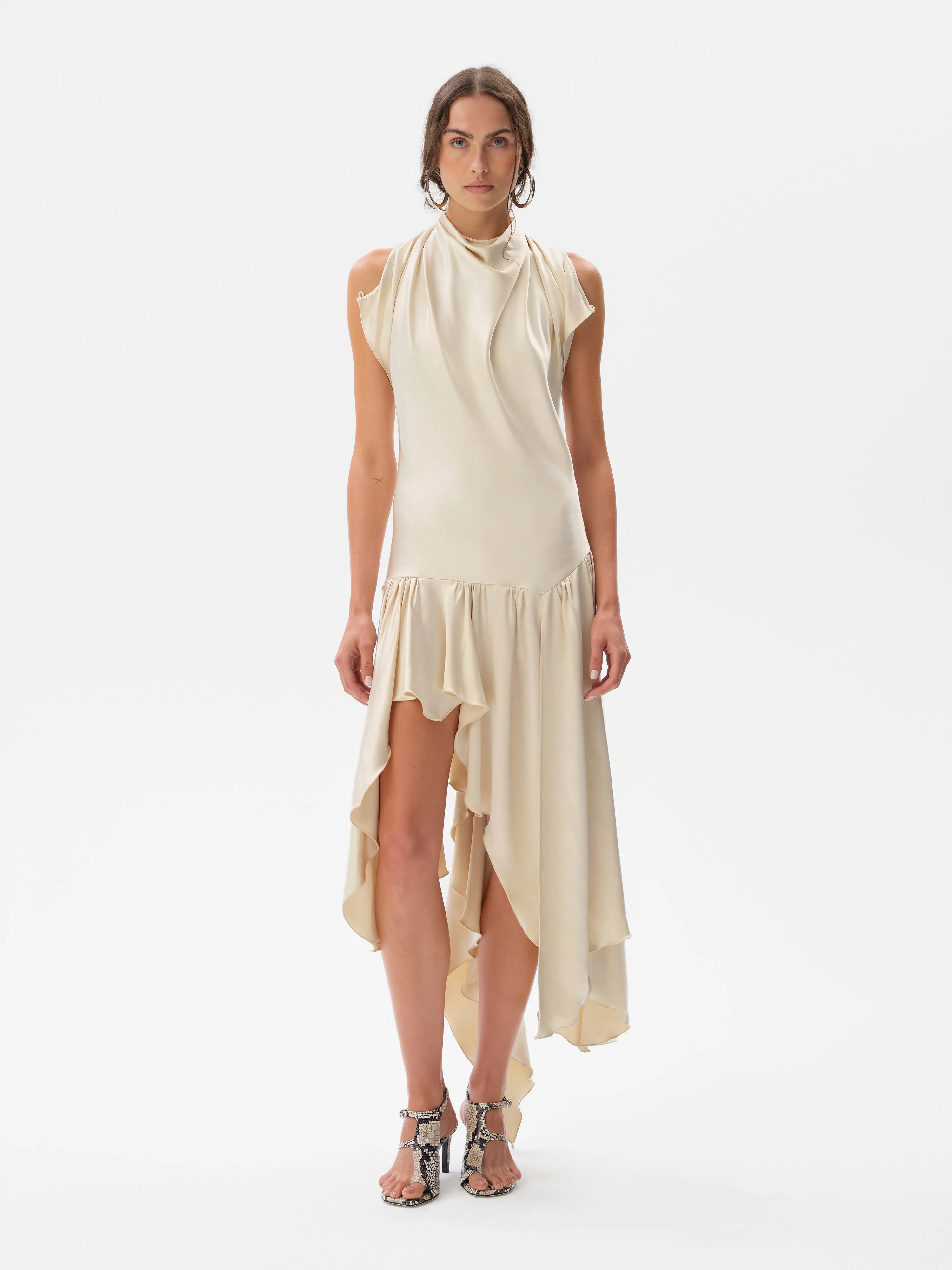 MAREN - Open-back satin asymmetric dress sold by Siedres