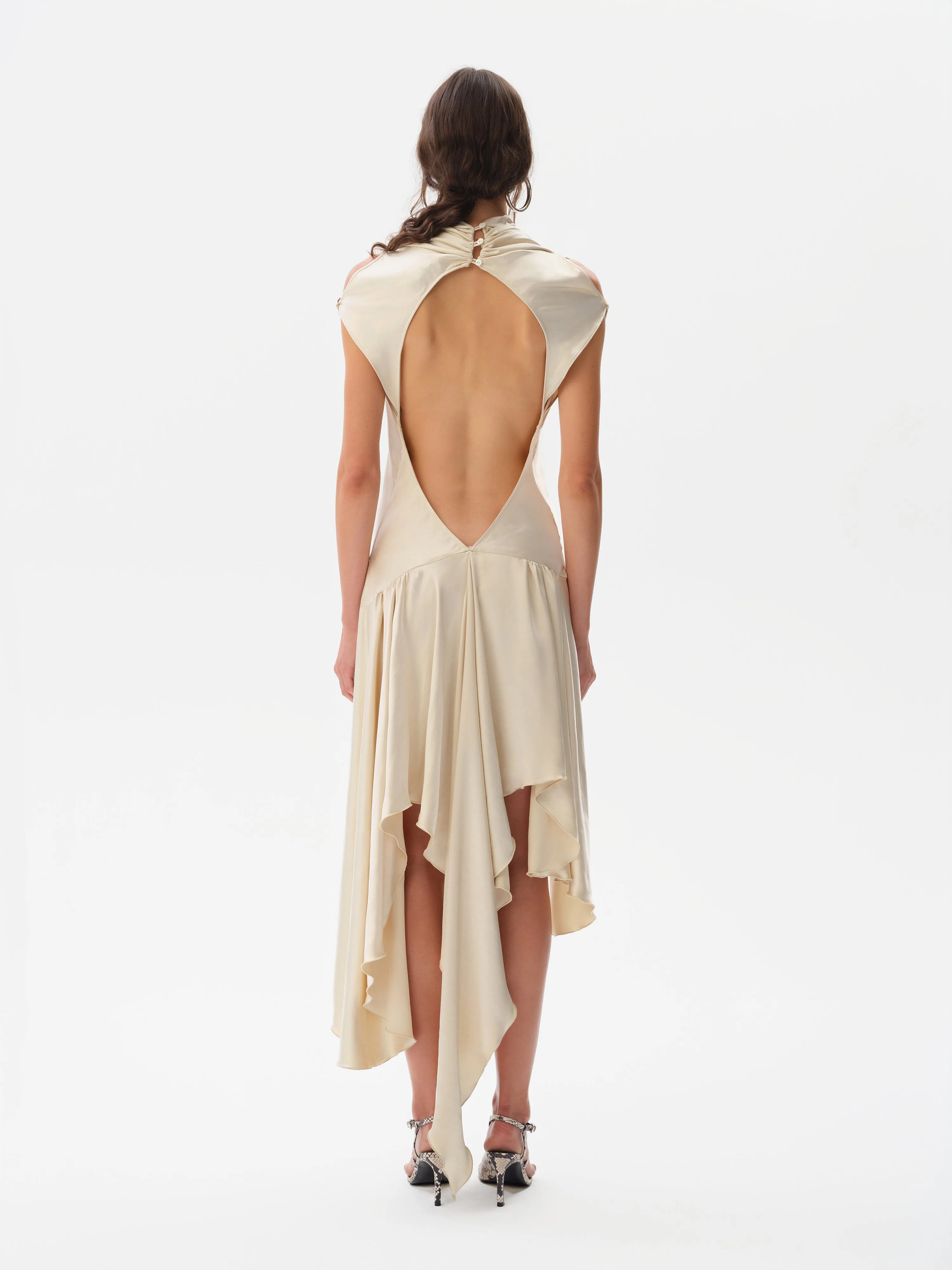 MAREN - Open-back satin asymmetric dress sold by Siedres product image thumbnail 5