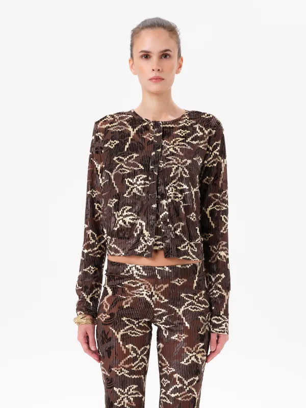 POLI - Velvet cardigan with floral print made by Siedres