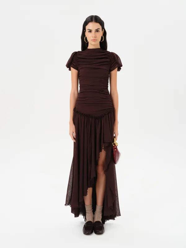 ADELINE - Open-back ruched maxi dress sold by Siedres