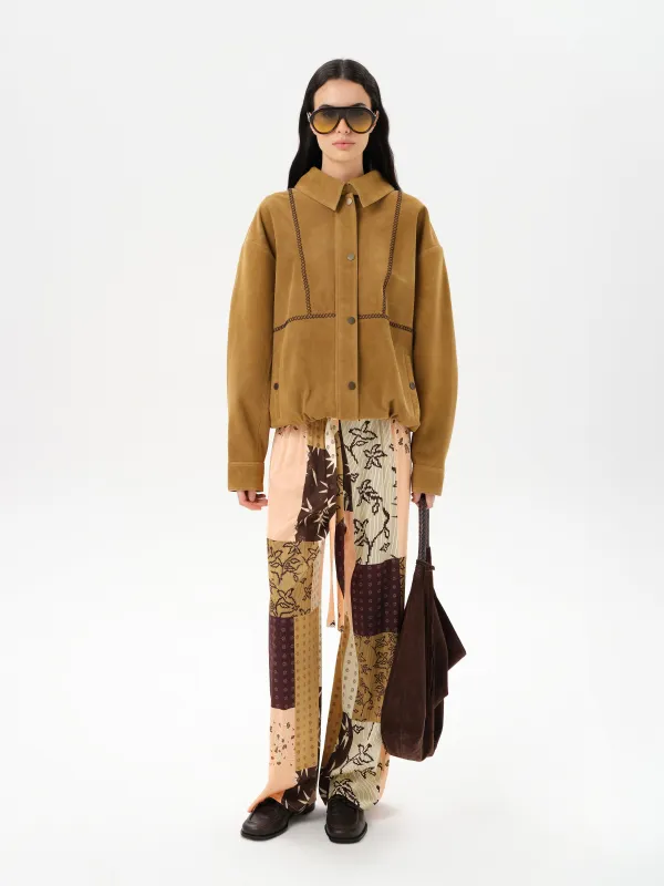 MANOCE - Front tie satin wide-leg pants sold by Siedres