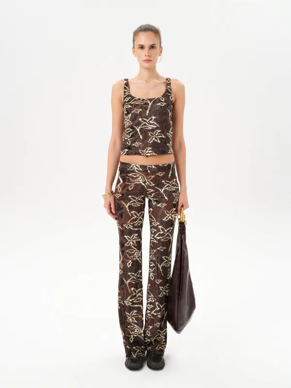 FLO - Low-rise printed velvet pants made by Siedres