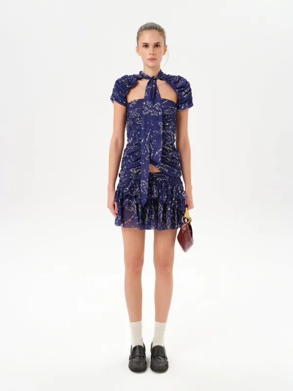 KAIA - Printed mini skirt with ruffles made by Siedres