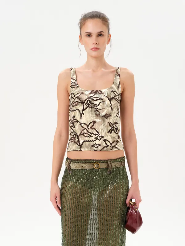 CALI - Velvet tank top with devoré detail sold by Siedres